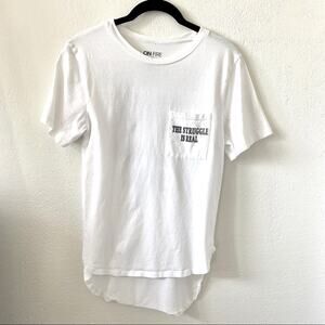 On Fire The Struggle Is Real Graphic Pocket Tee Size Medium